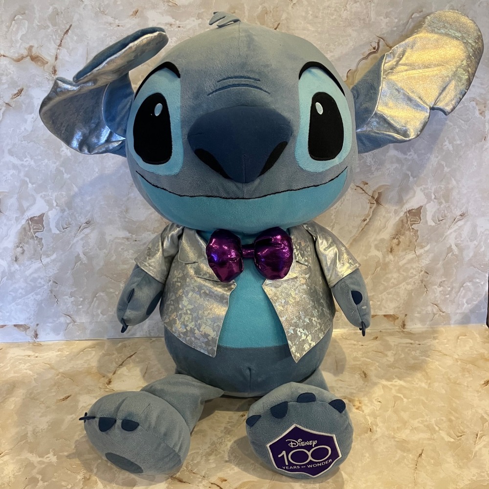 Disney 100 Years of Wonder Stitch 29" Plush Silver Jacket Purple Bow Tie